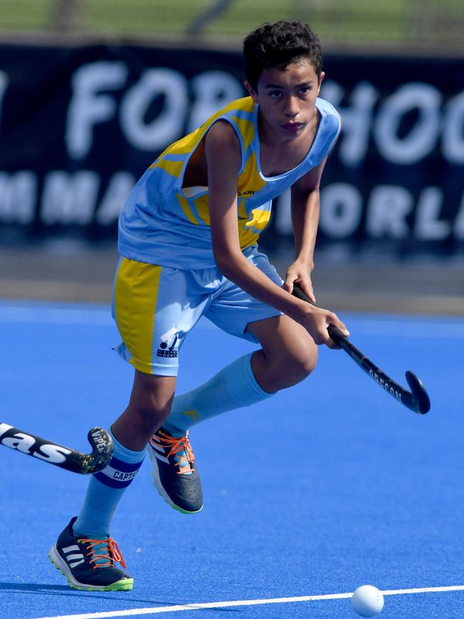 Under 13 State hockey championships at the Waterhole in Townsville. Fraser Coast against Townsville 1. Cairns Adrian Leighton. Picture: Evan Morgan