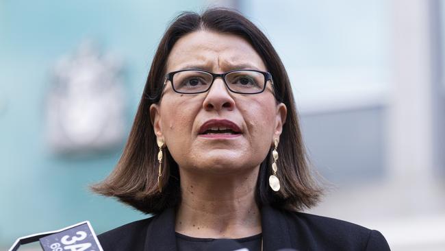 Victorian Health Minister Jenny Mikakos speaks to media in Melbourne. Picture: AAP Image/Daniel Pockett