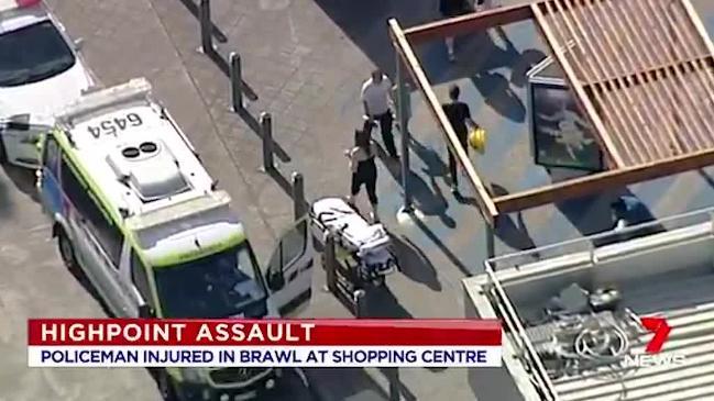 A policeman has been injured in a gang brawl at a shopping centre in Melbourne's West