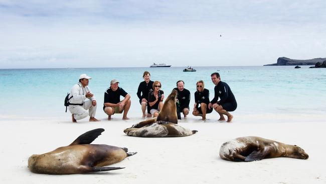 Meeting locals in the Galapagos Islands.