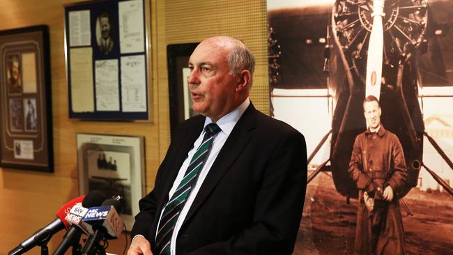 Major lead ... Deputy Prime Minister Warren Truss  holds a press conference at Sydney Airport on the discovery of wreckage. Picture: Mark Evans