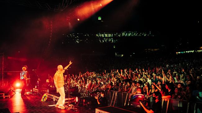 Australian indie rock band The Jungle Giants – pictured here performing at Brisbane Riverstage last month – is among the acts booked for the Great Southern Nights concert series to be held across in NSW in March. Picture: Charlie Hardy