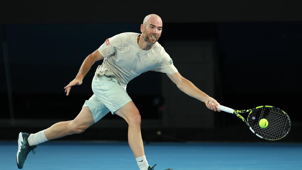 Adrian Mannarino had no match for Djoker early on. (Photo by Julian Finney/Getty Images)