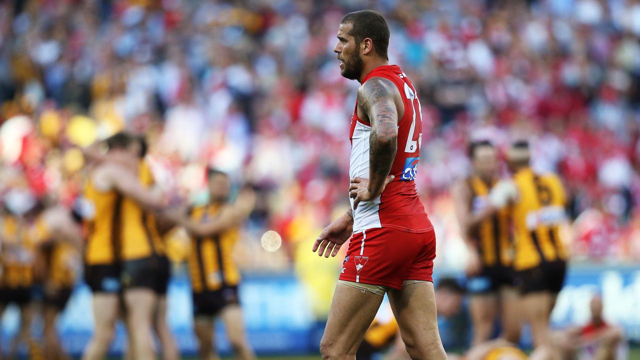 Franklin after the grand final in 2014, his first year at the Swans. Picture: Phil Hillyard