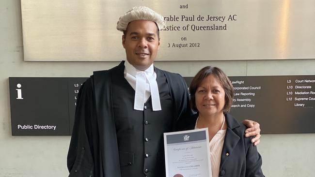 Indigenous barrister Joshua Creamer, pictured with his mother Sandra, is involved in the planned class actions.