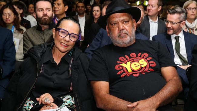 Indigenous Australians Minister Linda Burney and Noel Pearson attend the launch of the Qantas 'Yes' Campaign. Picture: NCA Newswire / Gaye Gerard