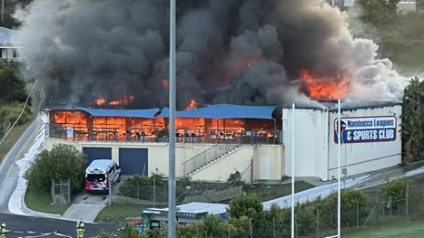 Nambucca Leagues and Sports Club on fire in the early hours of Wednesday, January 22.