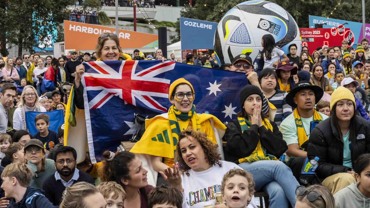 Fans stormed Tumbalong Park in Sydney’s Darling Harbour. Picture: NCA NewsWire/ Monique Harmer