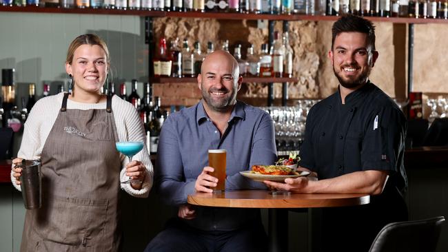 Gully Public House bar manager Cara Rodgers, RD Jones Group director of operations Luke Donaldson and Gully Public House head chef Tom Andersen. Picture: Kelly Barnes