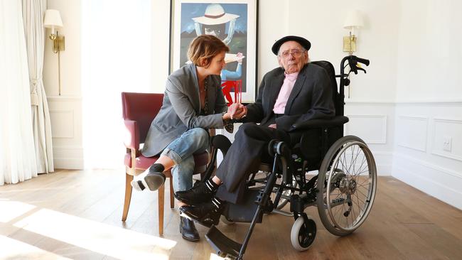 Artist Charles Blackman and his daughter Bertie earlier this month. Picture: John Feder