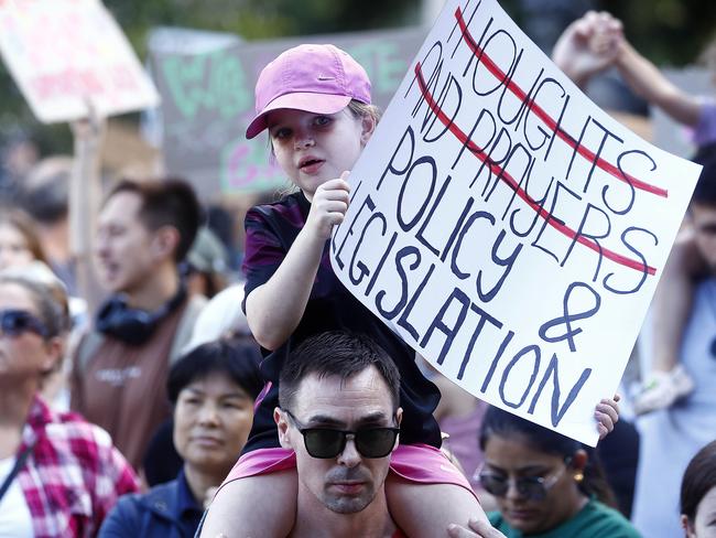 People from all over Sydney marched against domestic violence against women. Picture: Sam Ruttyn