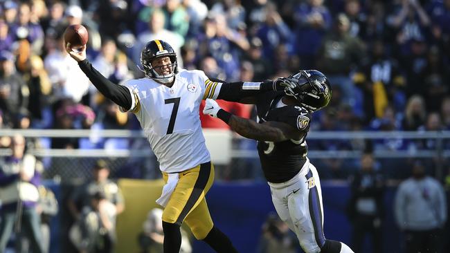 Pittsburgh Steelers quarterback Ben Roethlisberger (7) throws a pass under pressure. Picture: AP