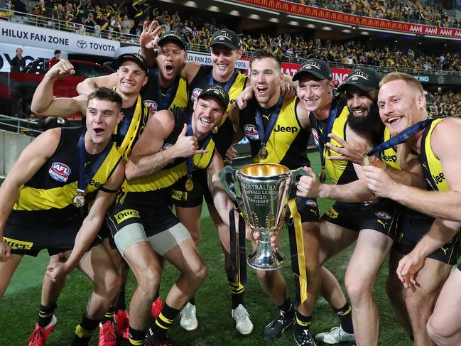 Richmond celebrate 2020 AFL Grand Final victory.