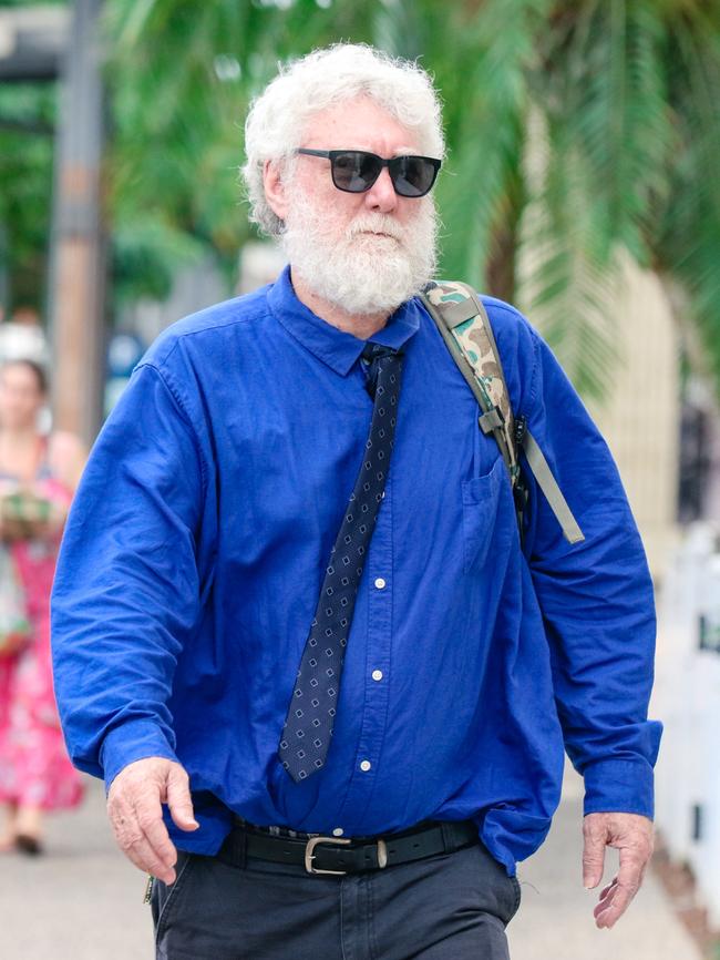 Robert Welfare outside NT Local Court in Darwin where Comancheros bikie boss Mark Buddle made his first appearance after being arrested upon arrival in Australia.