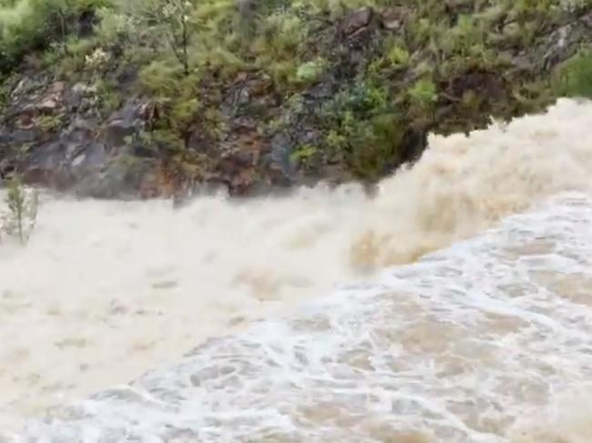 Perseverance Dam started overflowing and spilling downstream, with all three of the Toowoomba region's water supplies now at capacity.