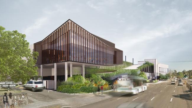 Artist impression reveals a modern new shopping centre proposed for Frenchs Forest. Picture: Northern Beaches Council