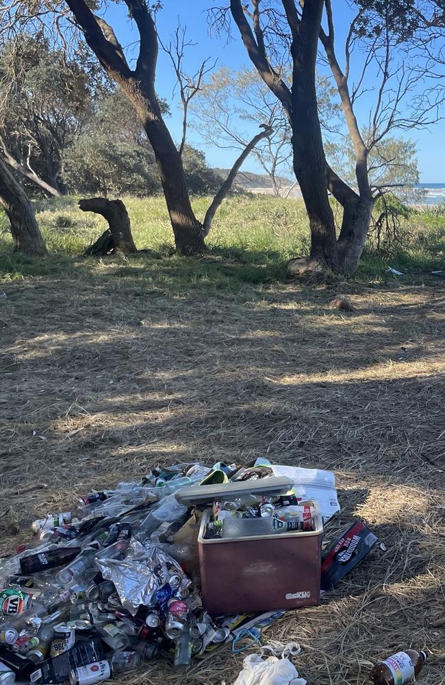 Woolgoolga Beach was left damaged and trashed following underage parties. Picture: Coffs Coast Regional Park Trust Board