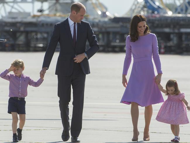 Prince George with his father, Prince William, mother, the Duchess of Cambridge, and little sister, Princess Charlotte.