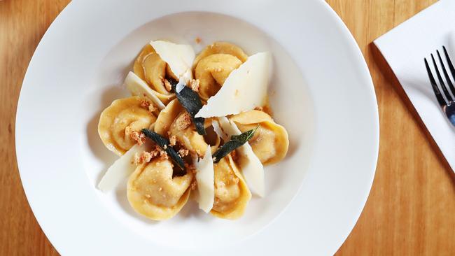 A ray of sunshine: the pumpkin tortelli at Giro d’Italia. Picture: Rebecca Michael