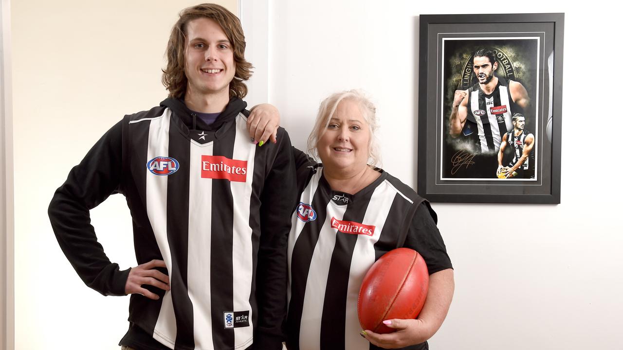 Grundy’s mum Jennifer Palmer with younger brother in 2018. Picture: Naomi Jellicoe