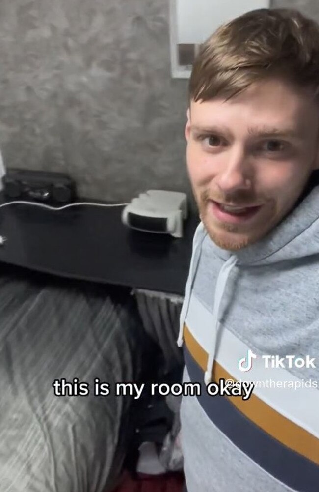 His room was tiny and had some very bizarre objects in it. Picture: TikTok