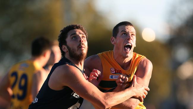 Reynella’s Marc Borholm (right). Picture: Dean Martin