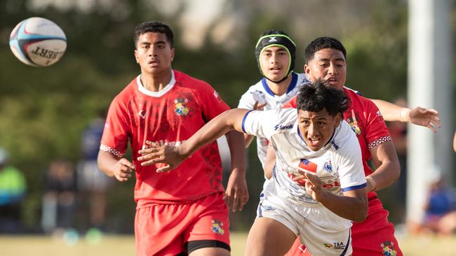 Action pictures from the final of the 15s tournament between Tonga and Samoa.