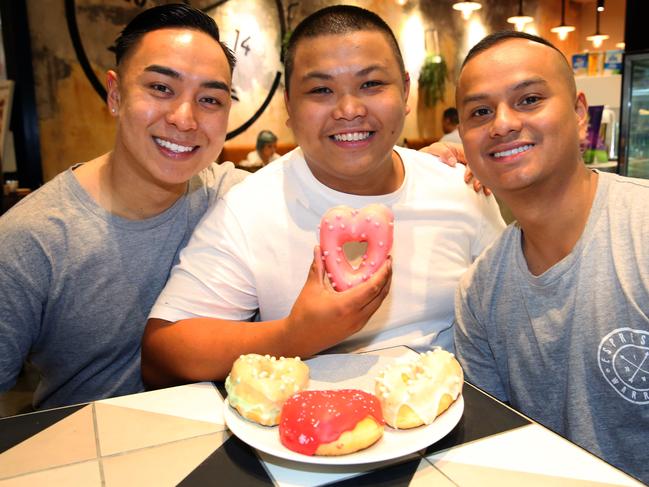 Donut Papi founder Kenneth Rodrigueza, centre, says sales have been ‘very low’. Picture: Angelo Velardo/AAP