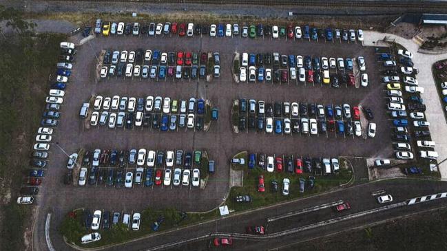 Overcrowding at the car park at Coomera Railway Station.