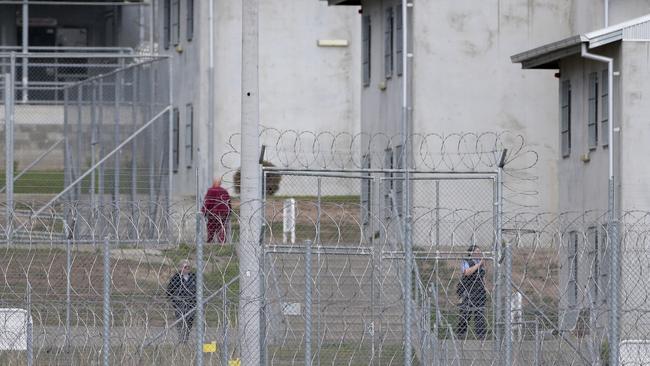 Risdon Prison correctional officers outside in the yards of Risdon Prison.