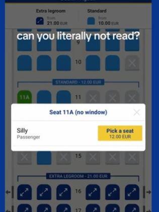 The airline pointed out the 'no window' warnings. Picture: Instagram