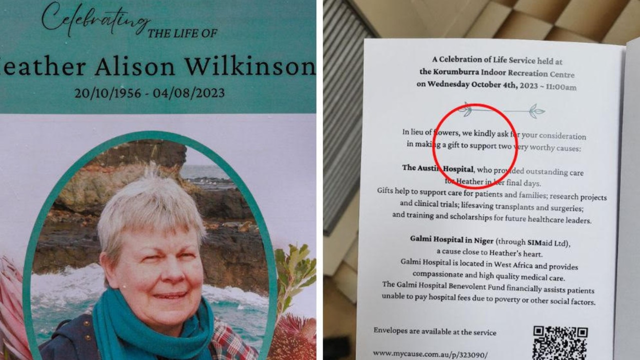 A memorial for Heather Wilkinson was held on Wednesday. Picture: Supplied