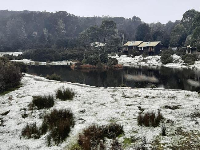 Snow at Cradle Mountain Lodge.