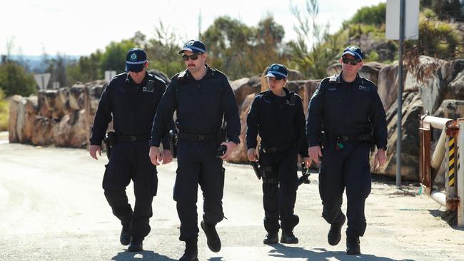 Police at Sandy Point Quarry. Picture:Justin Lloyd