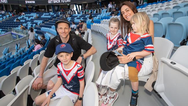 The Yelavich family: Dad Matt, Mum Alicia, and kids Arlo, Aggy and Orrin. Picture: Julian Andrews