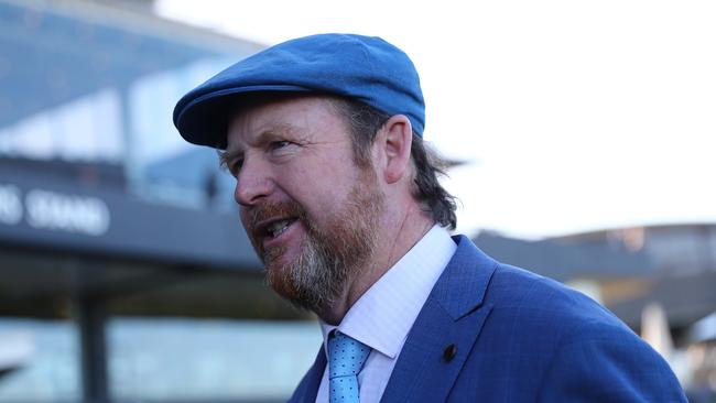 SYDNEY, AUSTRALIA - SEPTEMBER 09:  Trainer Gary Portelli celebrates after Brett Prebble riding Encap wins Race 7 ACY Securities Ming Dynasty Quality during Sydney Racing at Rosehill Gardens on September 09, 2023 in Sydney, Australia. (Photo by Jeremy Ng/Getty Images)