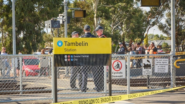 Emergency services were called to Tambelin train station in Evanston Gardens, after a boy was hit by a train. Picture: Matt Loxton