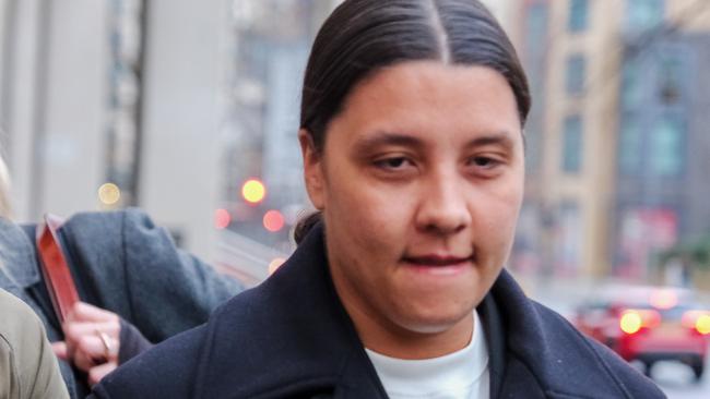 Matildas captain and star Chelsea footballer Sam Kerr at Kingston Crown Court. Picture: Jacquelin Magnay