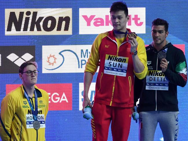 Mack Horton’s decision to not stand on the podium alongside Sun Yang has lead to other swimmers following suit. Picture: Ed Jones/AFP