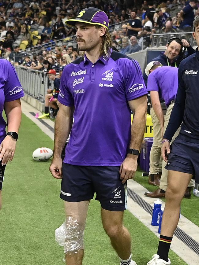 Ryan Papenhuyzen suffered an injury blow and was unable to return to the field. Picture: Getty Images