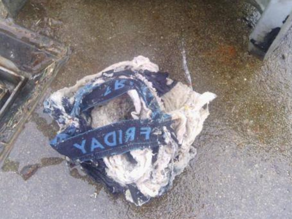 Someone had a bad Friday when they decided to flush these undies. Picture: TasWater/Facebook