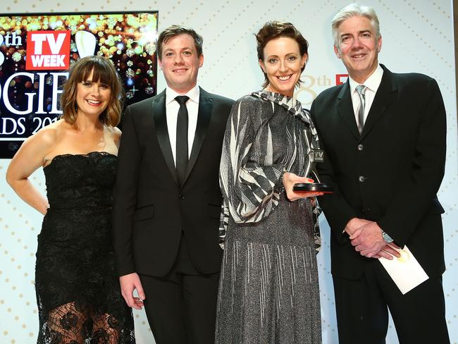 Micallef (right) and the Mad As Hell cast. Picture: Scott Barbour/Getty Images