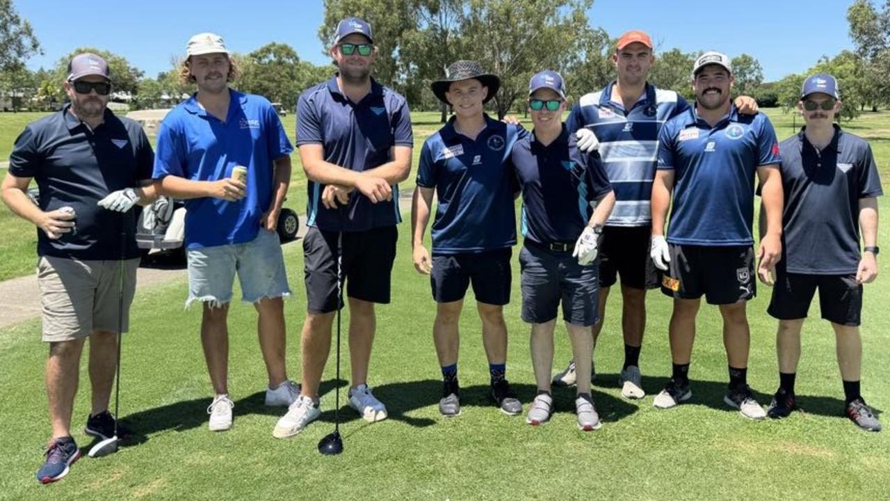 The Powerhouse Pandas and Hayman's teams at the inaugural Brendon Hall Memorial Golf Day at the Rockhampton Golf Club on February 16, 2025.