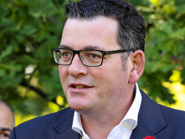 MELBOURNE, AUSTRALIA - NewsWire Photos NOVEMBER 10, 2020 : Victorian Premier Daniel Andrews holding outdoor press conference in Parliament House gardens with Deputy Premier James Merlino . Picture : NCA NewsWire / Ian Currie