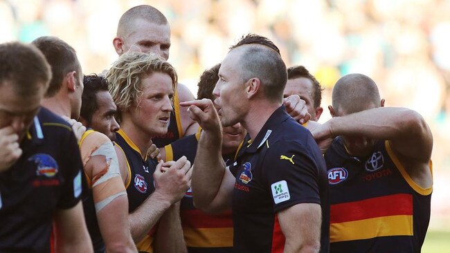 Brenton Sanderson while coaching the Crows in 2014. Picture: Getty Images