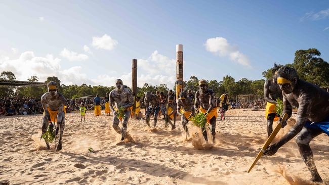 Gurrmuy homeland dance at day one of Garma Festival on Friday August 2023. Picture: Pema Tamang Pakhrin