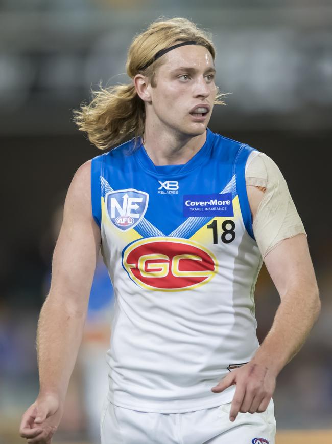 Gold Coast Suns player Brad Scheer playing against Brisbane in the NEAFL at the Gabba. Picture credit: TJ Yelds/NEAFL.