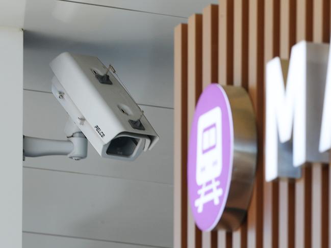 CCTV cameras and signage at Marshall train station after a coroner's report called for a review of CCTV coverage at railway stations after a 16-year-old girl was found dead at Waurn Ponds creek in Grovedale in March 2022. Picture: Alan Barber