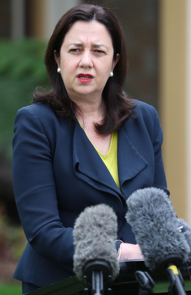 Premier Annastacia Palaszczuk during Friday’s press conference at Parliament House. Picture: Peter Wallis