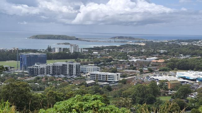 A view of Coffs Harbour from the top of high-end residential estate The Summit.